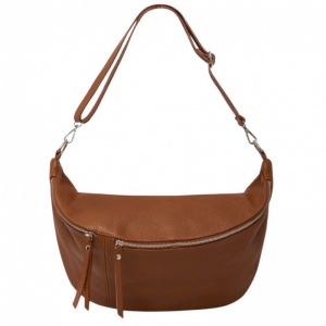 XL Leather Crossbody Bag - Tan (SILVER HARDWARE)
